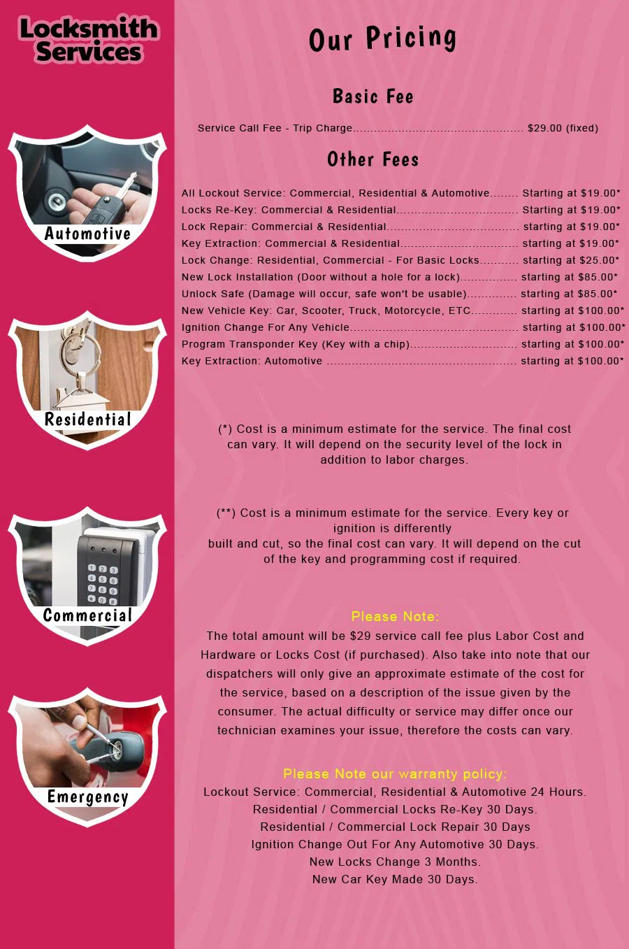 Red Bank NJ Locksmith Store Red Bank, NJ 732-637-9998 - price-list-c-18